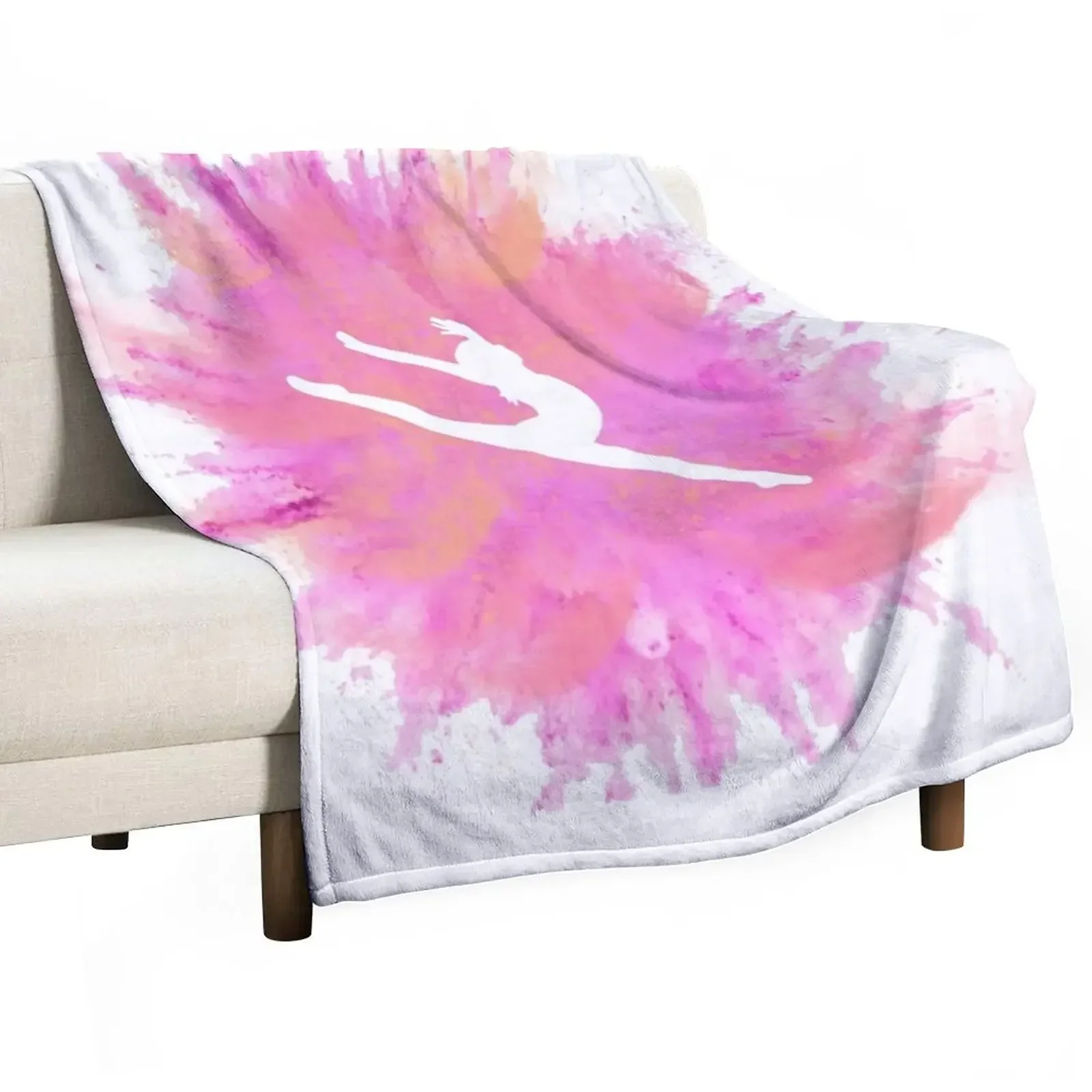 Pink Explosion Gymnastics Silhouette Throw Blanket Travel Large Hair Blankets