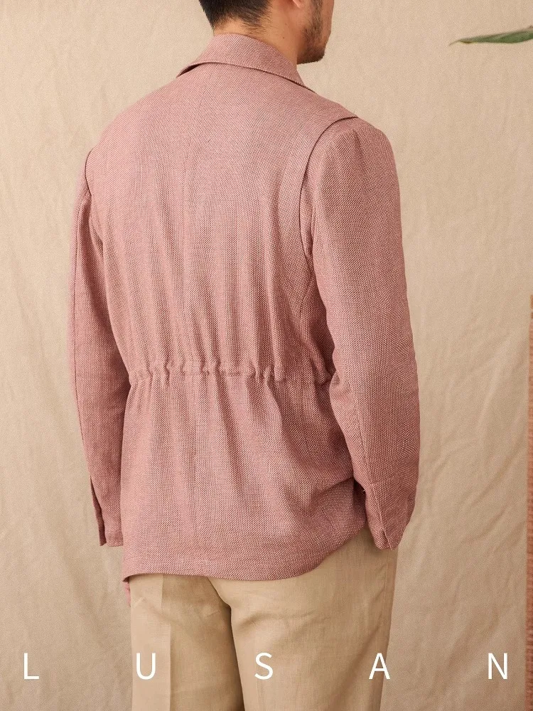 Giacca da uomo in cotone e lino italiano - Abito casual estivo leggero non strutturato con vita stretta