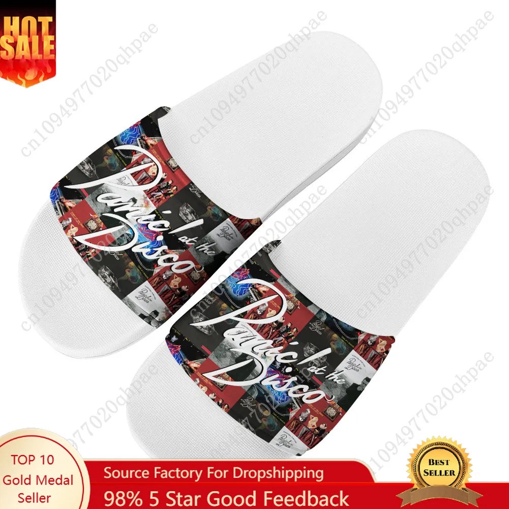 

Тапочки Panic At The Disco, домашние сандалии для ванной комнаты, обувь для воды, мужские и женские домашние сандалии для подростков, летние тапочки по индивидуальному заказу