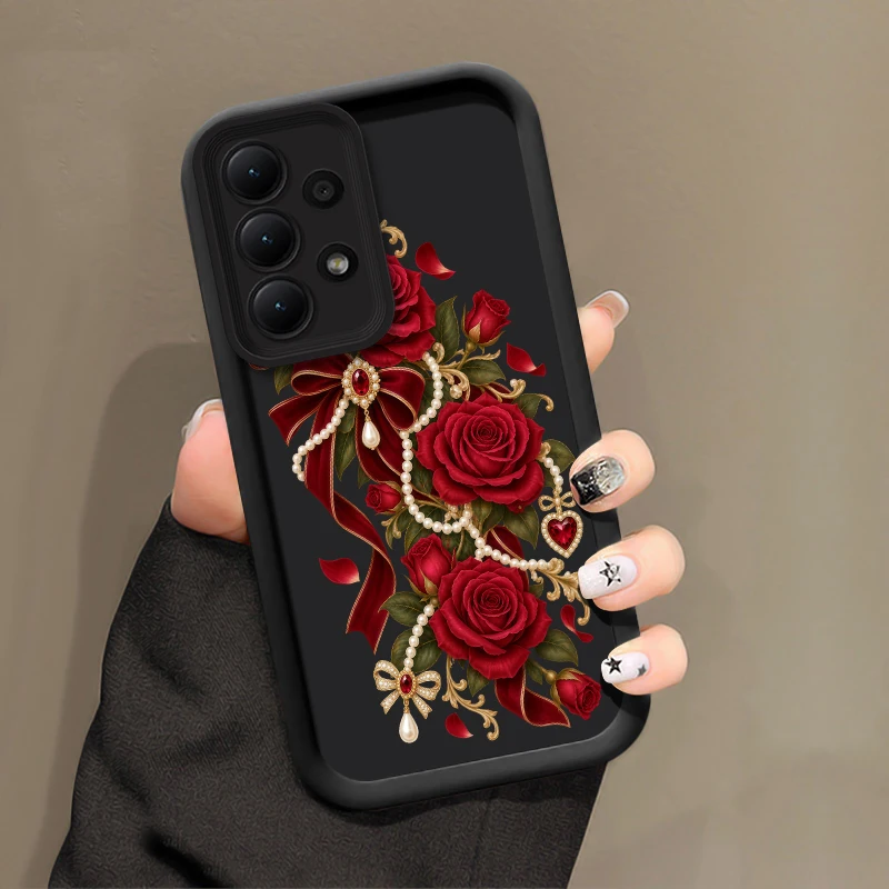 Luxury Flower Pattern Phone Case For Samsung Galaxy A05 A06 A07 A10 A20 A30 A50 A70 A02S A03 Core Drop Resistant Soft Cover Capa