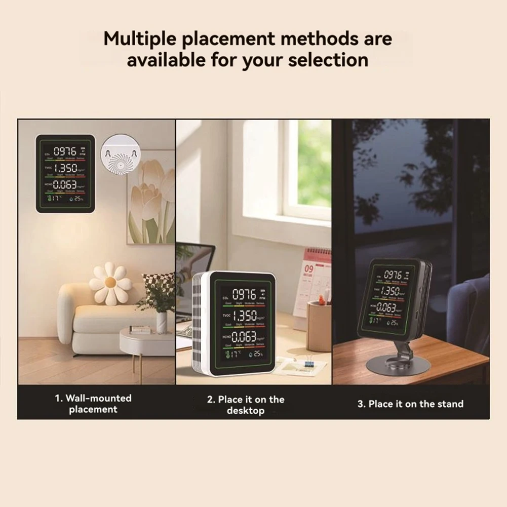 MT11N 5 في 1 مستشعر الأشعة تحت الحمراء كشف الفورمالديهايد كاشف ثاني أكسيد الكربون TVOC كاشف درجة الحرارة والرطوبة CO2 NDIR Black-AB #4