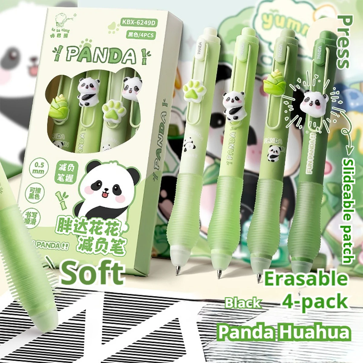 أقلام جل قابلة للمسح، 4 عبوات سريعة الجفاف 0.5 مم، أقلام ذات طرف رفيع باللونين الأسود والأزرق للوازم المدرسية والمكتبية، هدية قرطاسية للكتابة بسلاسة