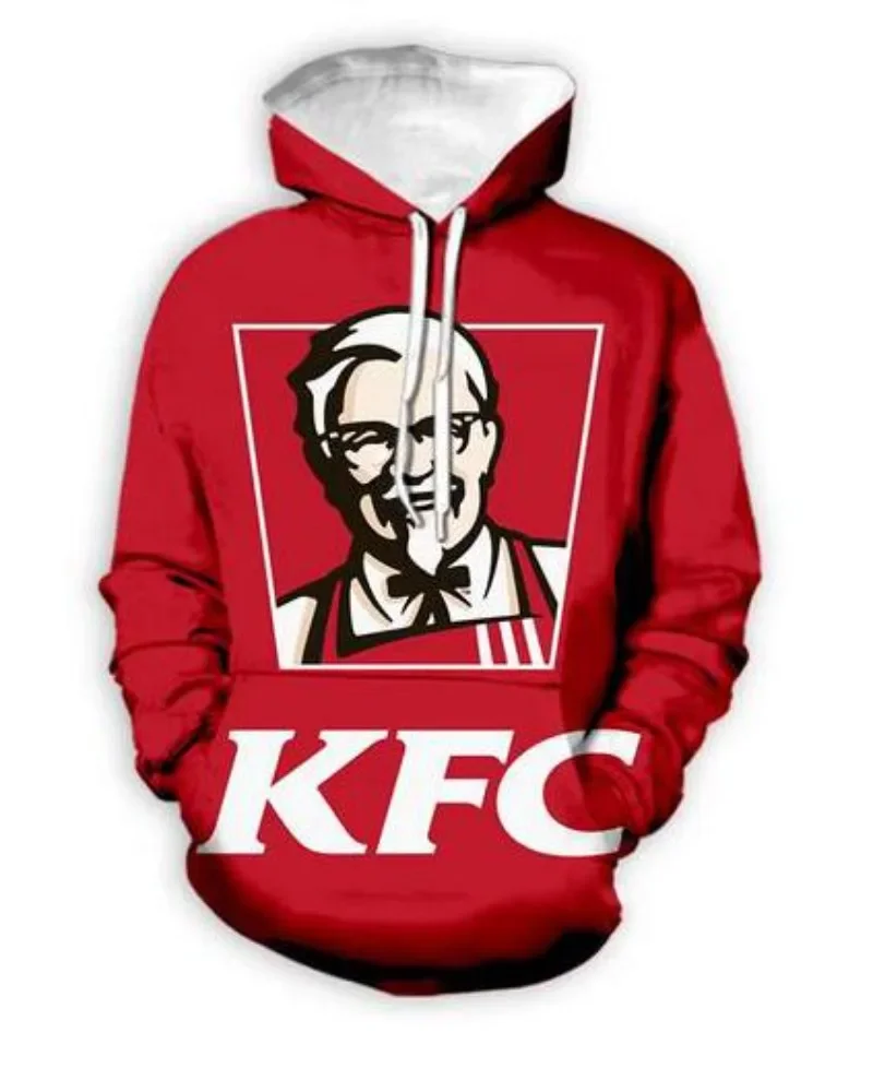 KFC-chándal con estampado 3D para hombre y mujer, de cuello redondo Sudadera con capucha, pantalones de Joggers y sudaderas con capucha, novedad