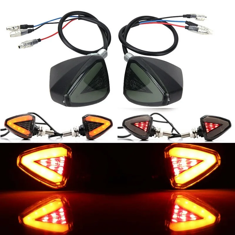 Motorcycle Flush Mount LED Turn Signal Light Amber Indicators Blinker Universal Yellow Red Light 8MM 3-wire