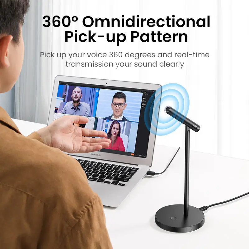 UGREEN USB Computer Microphone 360 Omnidirectional for Streaming,Gaming, YouTube,Podcasting Desktop Microphone with Mute Button