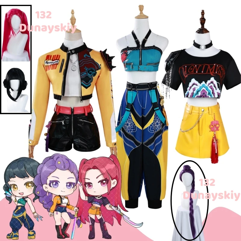 Kpop Demon Hunter Huntrix Rumi Zoey Mira Anime película Cosplay disfraz conjunto para mujeres grupo fiesta de Halloween juego de rol