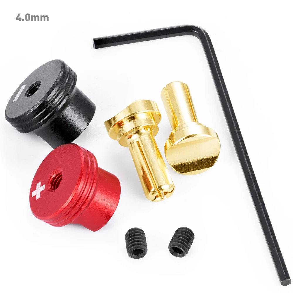 AXSPEED 4.0mm/5.0mm Brass Bullet Banana Plug RC Car Lip Battery Connector with Metal Heat Sink for RC Model Cars