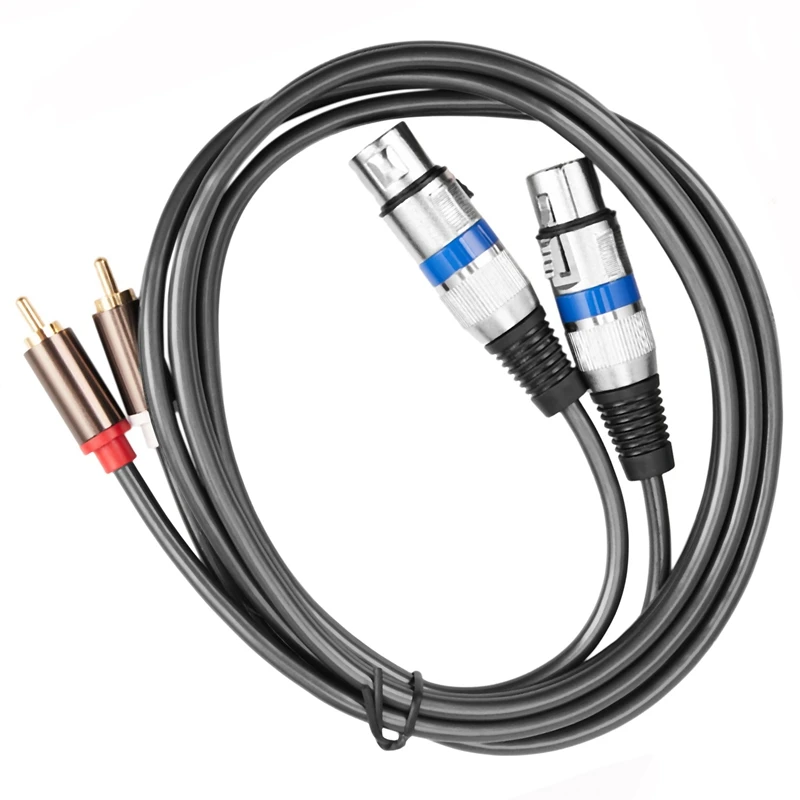 New 4X Hifi Audio Cable 2 Rca Male To Xlr 3 Pin Female Mixing Console Amplifier Dual Xlr To Dual Rca Shileded Cable 1.5M