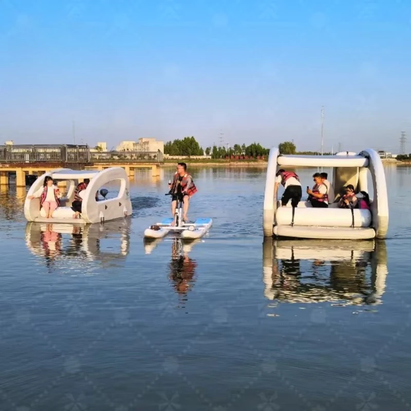 Precio del fabricante, nuevo producto, bicicleta de agua flotante inflable personalizada, Pedal de bicicleta inflable, alquiler de barco