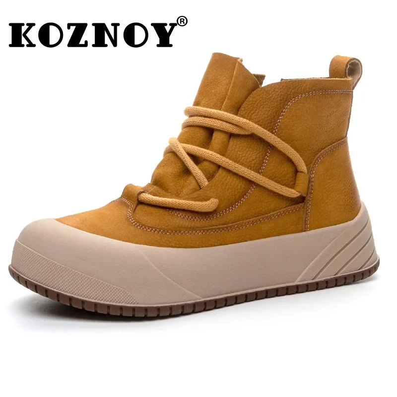 

Koznoy 4cm Cow Suede Genuine Leather Spring Boots Flats Moccasins Loafer Chimney Ladies Women Autumn Fashion Ankle Booties Shoes