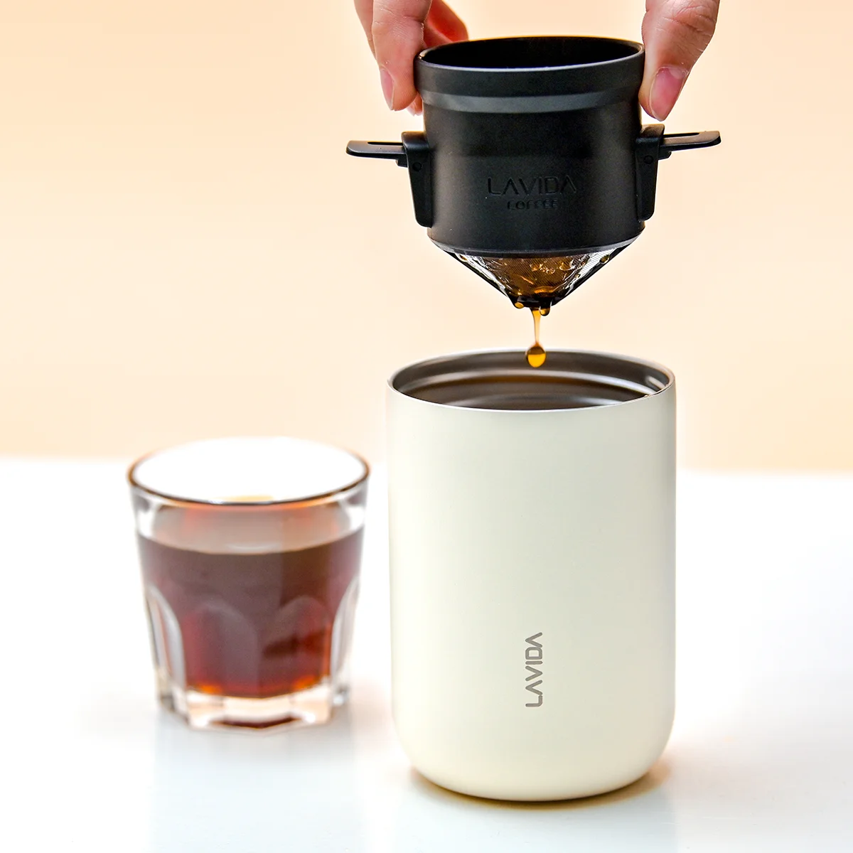 Lavida Draagbare Espresso Kleine Koffiezetapparaat Auto Machine 5 Niveaus Elektrische Grinder Met Filter Reizen Koffie Maker All-In-Een