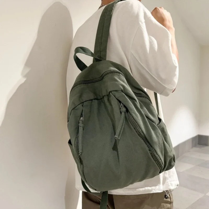 Student Canvas Textile Back To School Backpack Youth College Big Capacity Y2k 90s Fashion Grunge Harajuku Ita Laptop Knapsack