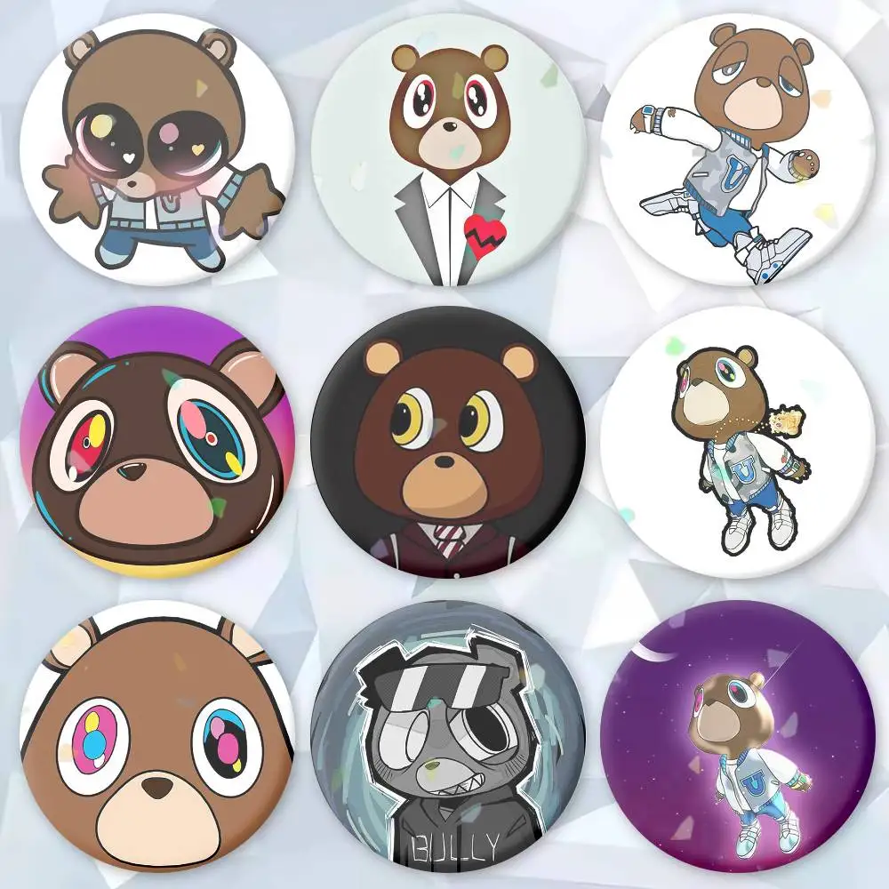 

K-Kanye West Album D-Dropout Bear Badges Creative Tinplate Button PinsBrooch Badge Clothes Backpack