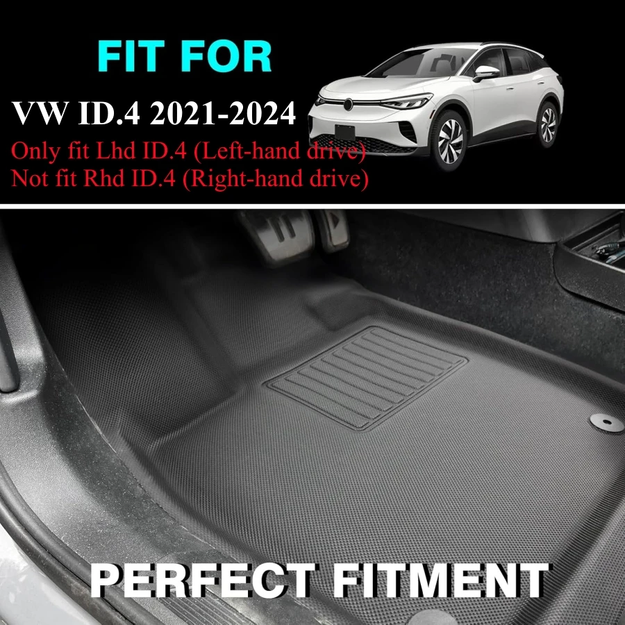 3D Car Floor Mats For VW ID.4 2024 2023 2022 2021 All-weather Protection Dustproof Fit Volkswagen ID.4 Waterproof Floor Liner