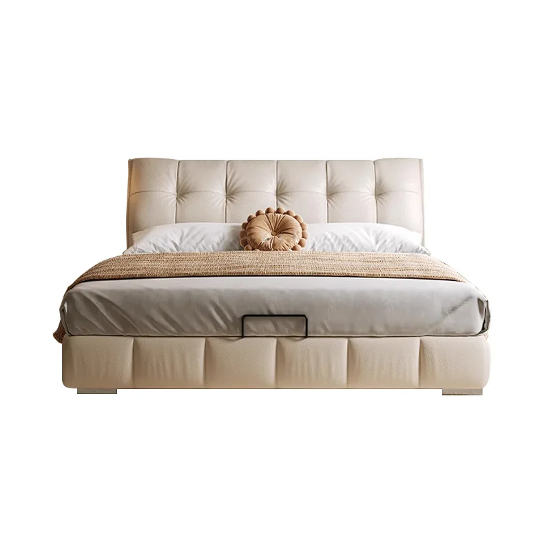 

Modern light luxury, high end leather bed, double 1.8 meters, drawer storage, high box storage, high-end floor, master bed