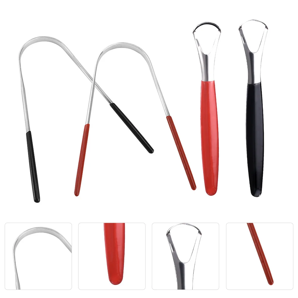 

4pcs Scraper Set Stainless Tongue Scraping Tool Steel Oral Cleaner Tools Fresh Breath Daily Use Kit Gum Stimulator