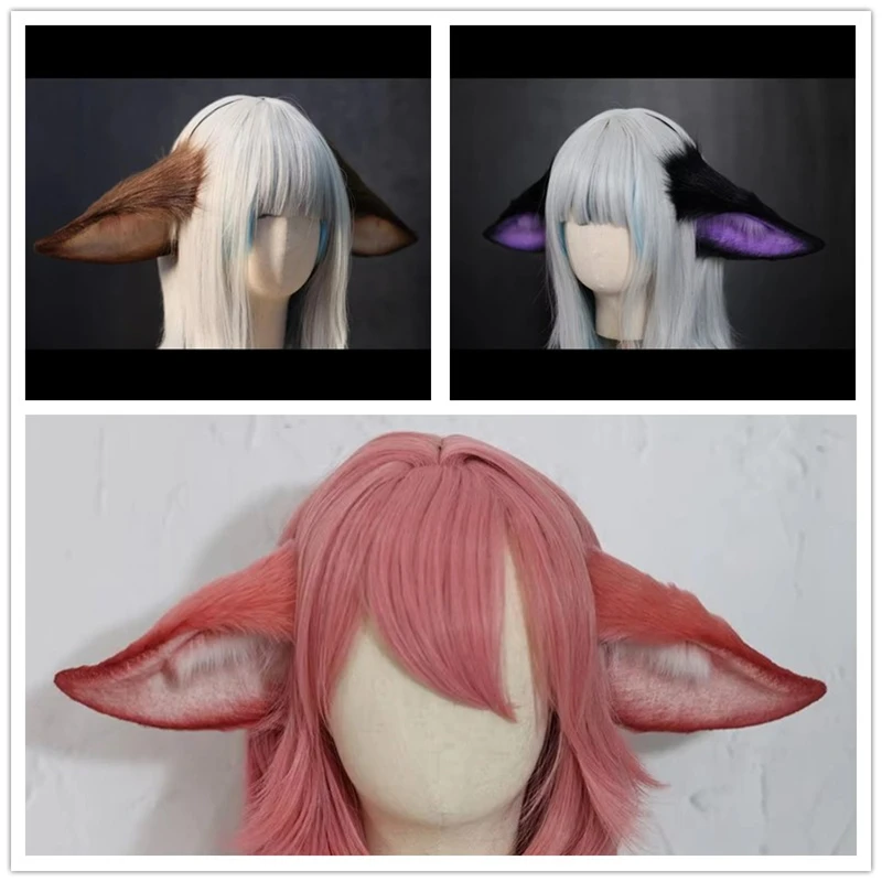 

Custom Made Headwear Props Cosplay Brown Fox Ears Hairhoop Headwear Simulation Anime Christmas Halloween cosplay Costume Access