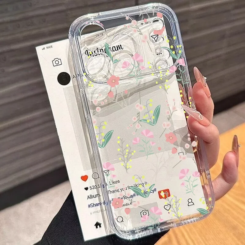 Cute Flowers Pink Phone Case For Infinix Smart 10 9 8 7 6 Hot 60 Plus 50i 50 40 40i 30i 30 Play Note 30 40 50 Pro Clear Casing - view 3