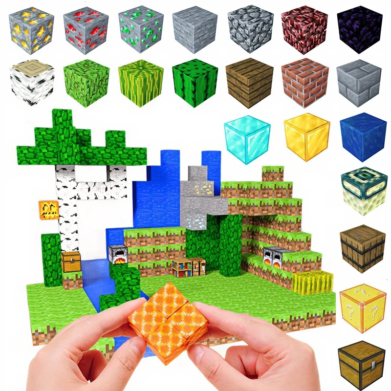 Magnetic Building Blocks Stacking Magnet Cube Mine Magnet World Construction Set Montessori Educational STEM Sensory Toys Gifts