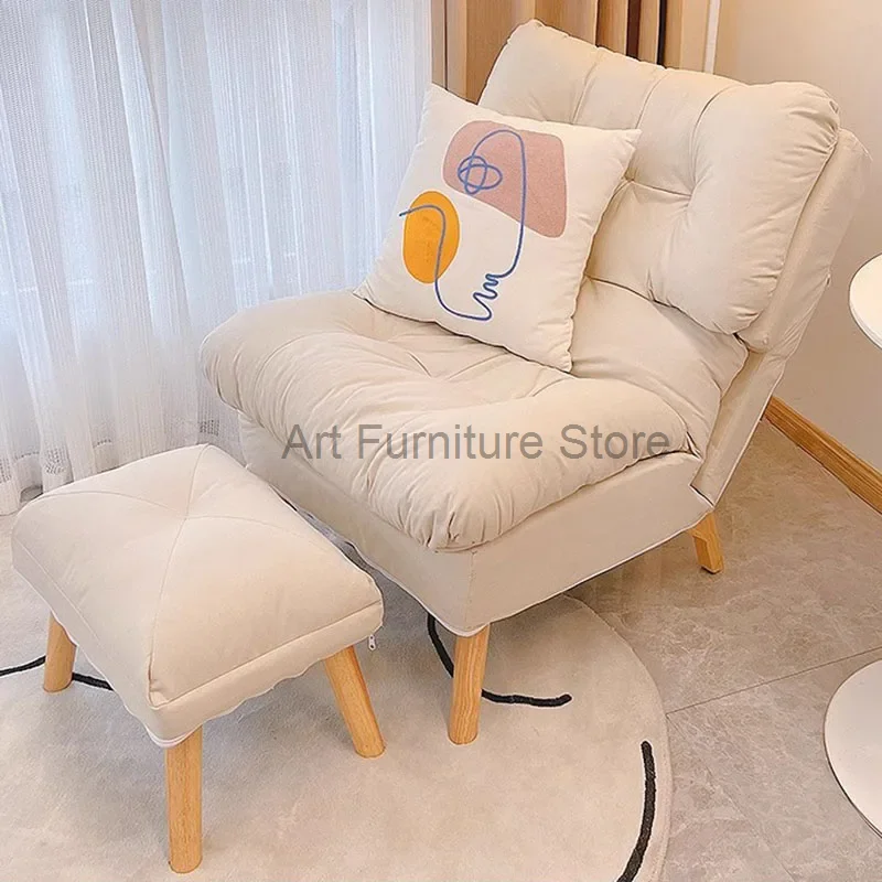 

White Wood Chairs Modern Ergonomic Nordic Lazy Sofa Chairs Floor Mobile Sillon Dormitorio Chair Living Room Furniture