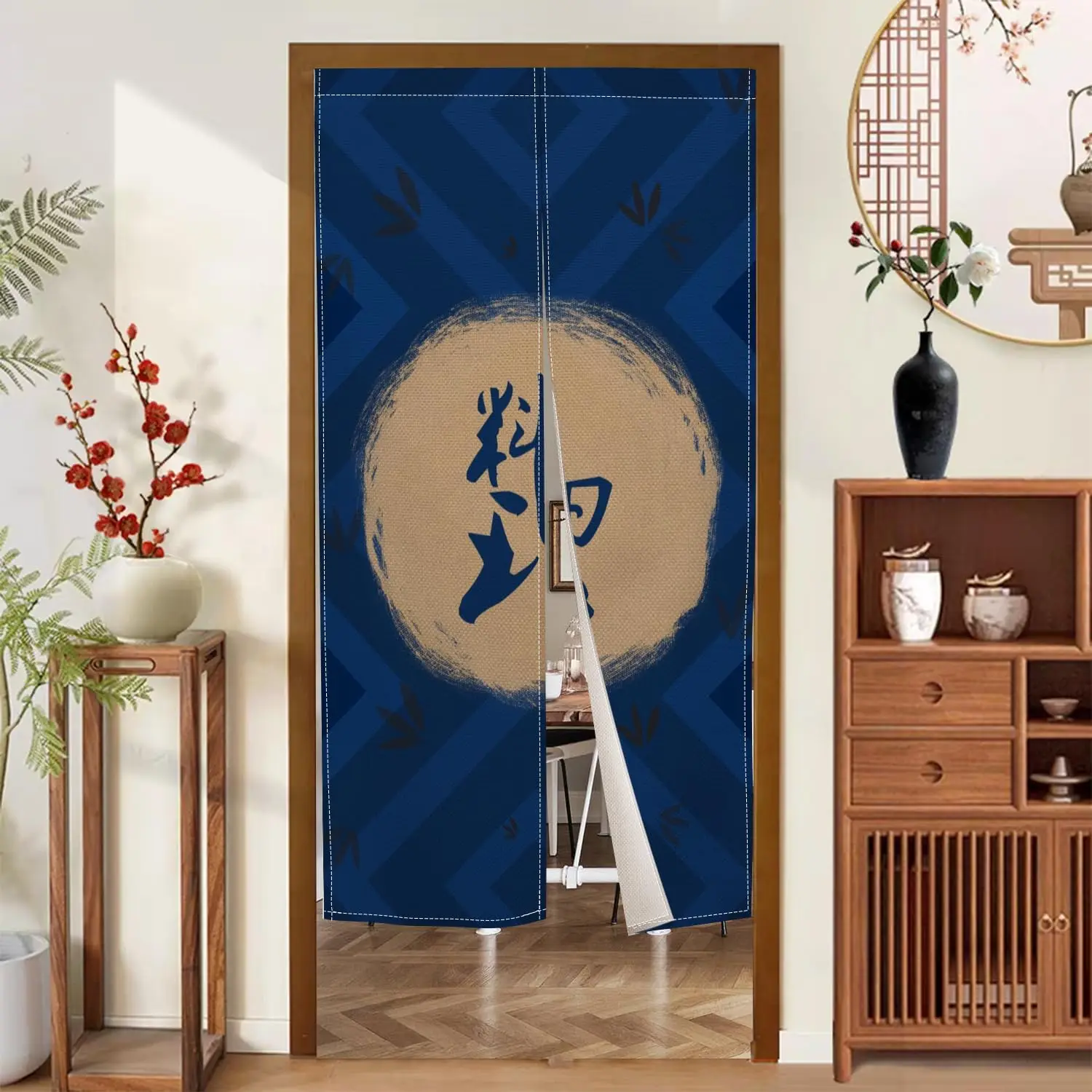 Doorway Curtains Japanese Style Door Curtains Dark Blue Chinese Liaoli Printed Window Treatment Door Tapestry for Ukiyoe Room