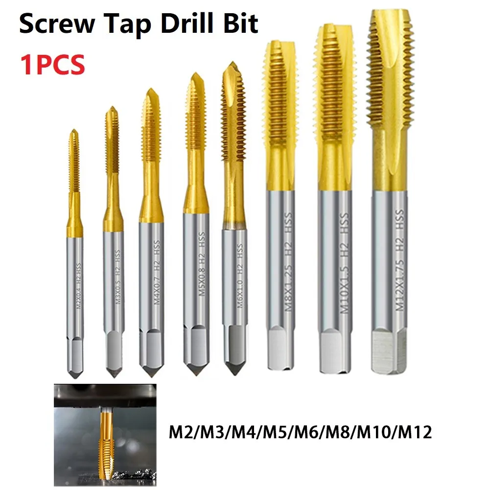 M2-M12 HSS Cobalt Containing Tip Screw Tap Mechine Tap Drill Tools Stainless Steel Special Titanium-Plated Thread Tapping