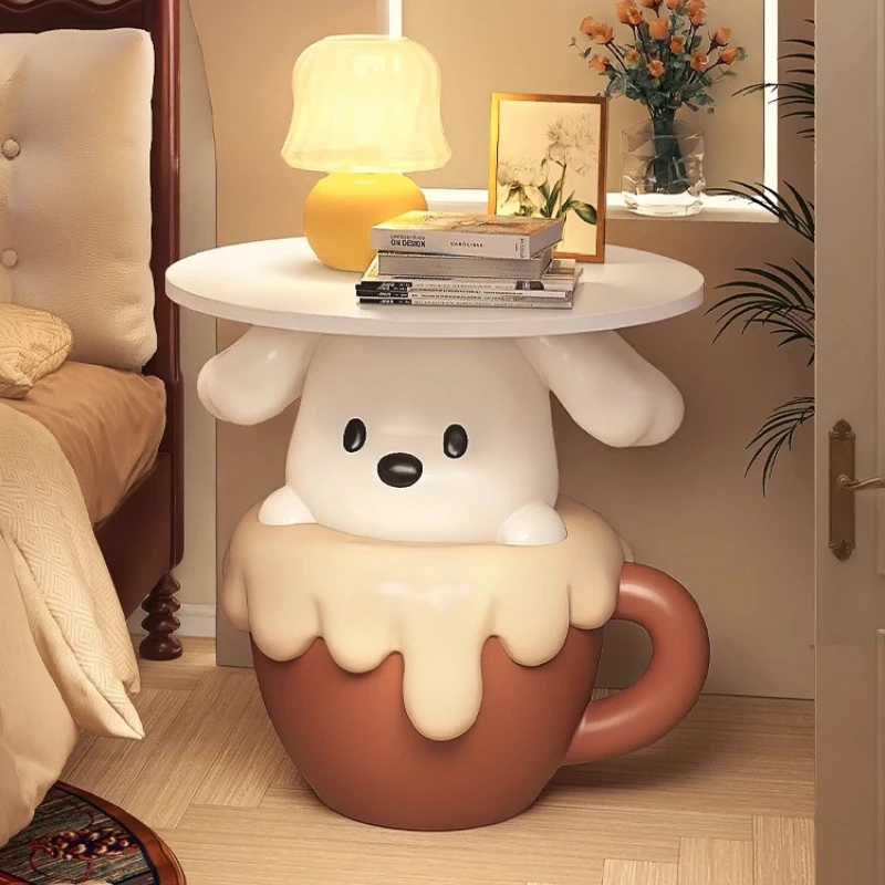 

Creative bedside table home bedroom storage modern simple cream style cartoon teacup dog cute children's room sideboard
