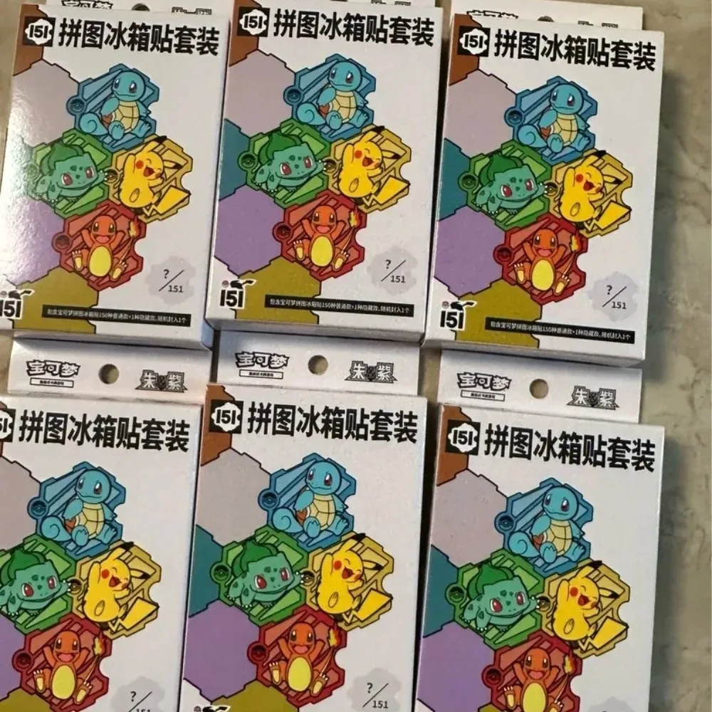 Pokemon PTCG Collected 151 Fridge Magnet Gift Box Chinese Gifts Box Trading Cards Jigsaw Fridge Magnets Collectible Blind Boxes