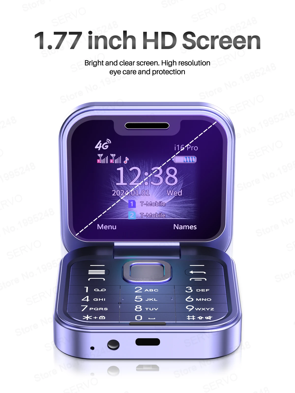 SERVO I16 PRO 2G GSM/4G LTE Foldable Mini Mobile Phone 2 SIM Card Speed Dial Magic Voice Flashlight 1.77'' Screen Flip Cellphone