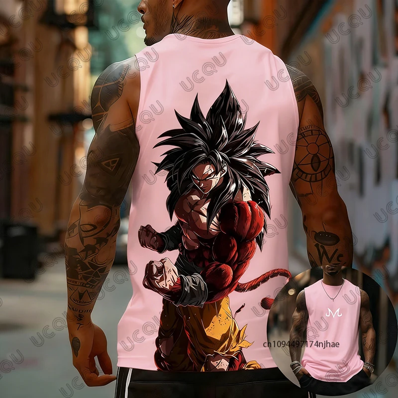 Dragon Ball Anime Son Goku Super Saiyan Print Men‘s Sleeveless T-shirt Summer Sports Cosplay Vest Tank Top Casual Kids/Adult Tee - view 3