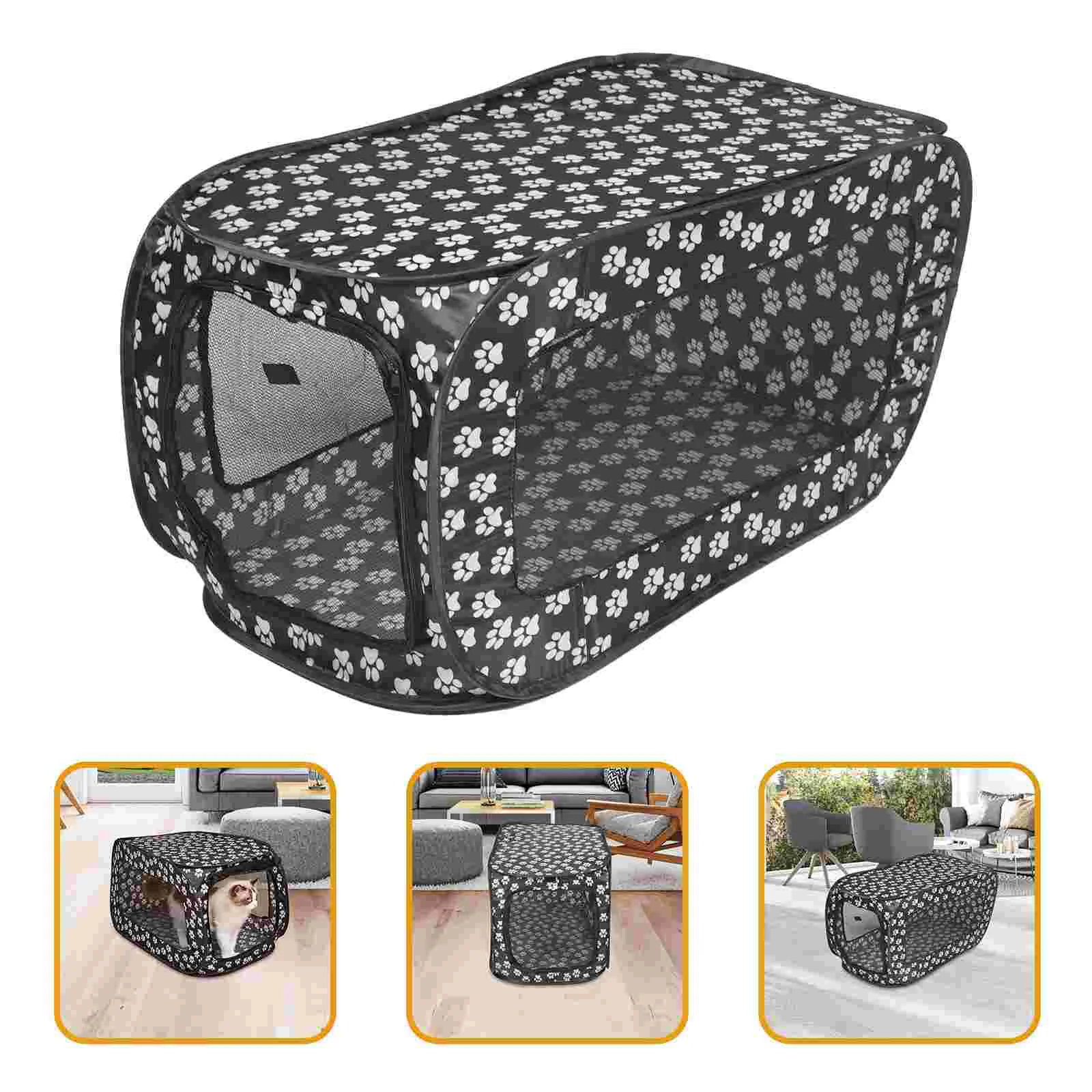 600D Oxford Cloth Portable Pet Tent Foldable Dog House Cage Cat Sleeping Bed Kennel (Grey) cat tent Indoor Dog Tent