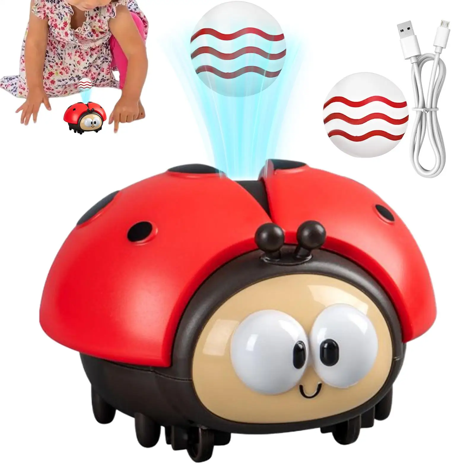 Ballons coccinelle électriques pour enfants, boule flottante, jouet Puzzle coccinelle mignon pour bébé, jouet interactif avec chargeur USB