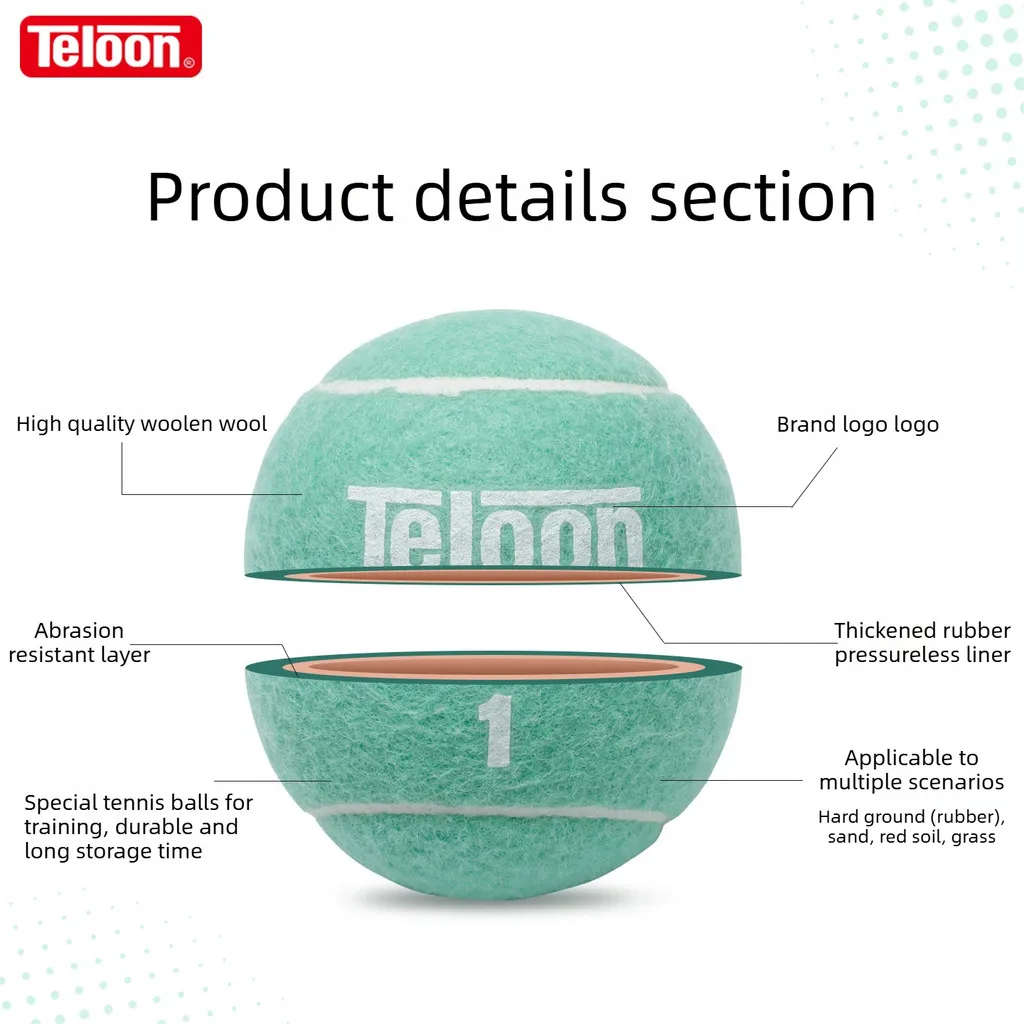 Teloon Green Tennis Balls,Designed for Professional Competition and Training with No Pressure,Feature High Elasticity.