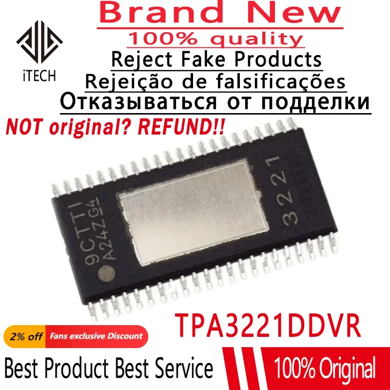 5pcs/lot Original TPA3221DDVR TPA3221 3221 HTSSOP-44,Mono HD-Audio, Analog-Input, Class-D Amplifier 100% New and Genuine