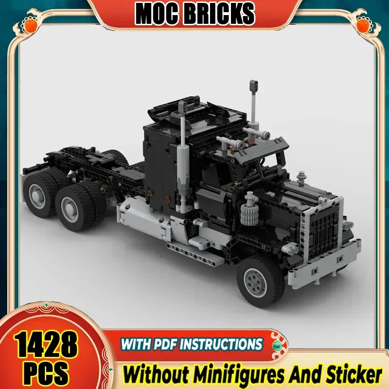 

Moc Building Blocks Black RC Semi Truck Hauler Model Technical Bricks DIY Assembly Car Construstion Toy For Holiday Gift