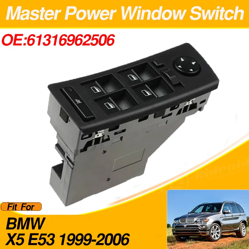 

Front Left Electric Window Switch Button 61316962506 Master Power Window Switch For BMW X5 E53 1999-2006