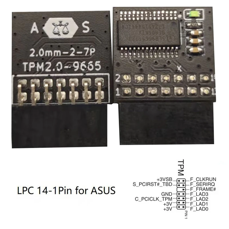 Carte à distance de technologie de sécurité de cryptage LPC TPM 2.0, carte technique TPM2.0 pour Windows 11