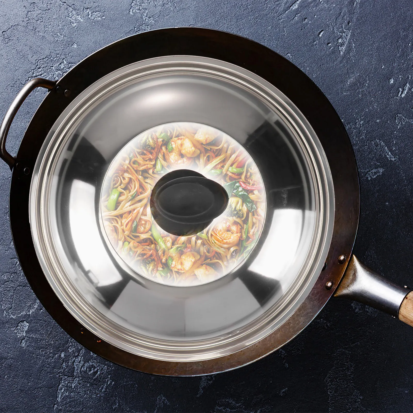 

Stainless Steel Pot Lid Thickened Cooking Cover Anti Oil Splashing Heat Resistant Kitchen Wok Pan Lid Large Pot Protector