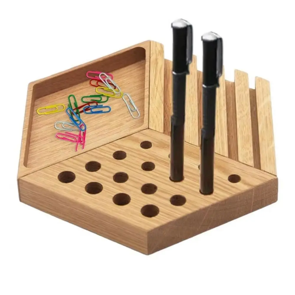 

Pen Organizer Desk Organizer Tray Carve Punch Tool Large Capacity Wooden Desk Tray Multifunction Holder Adjustable