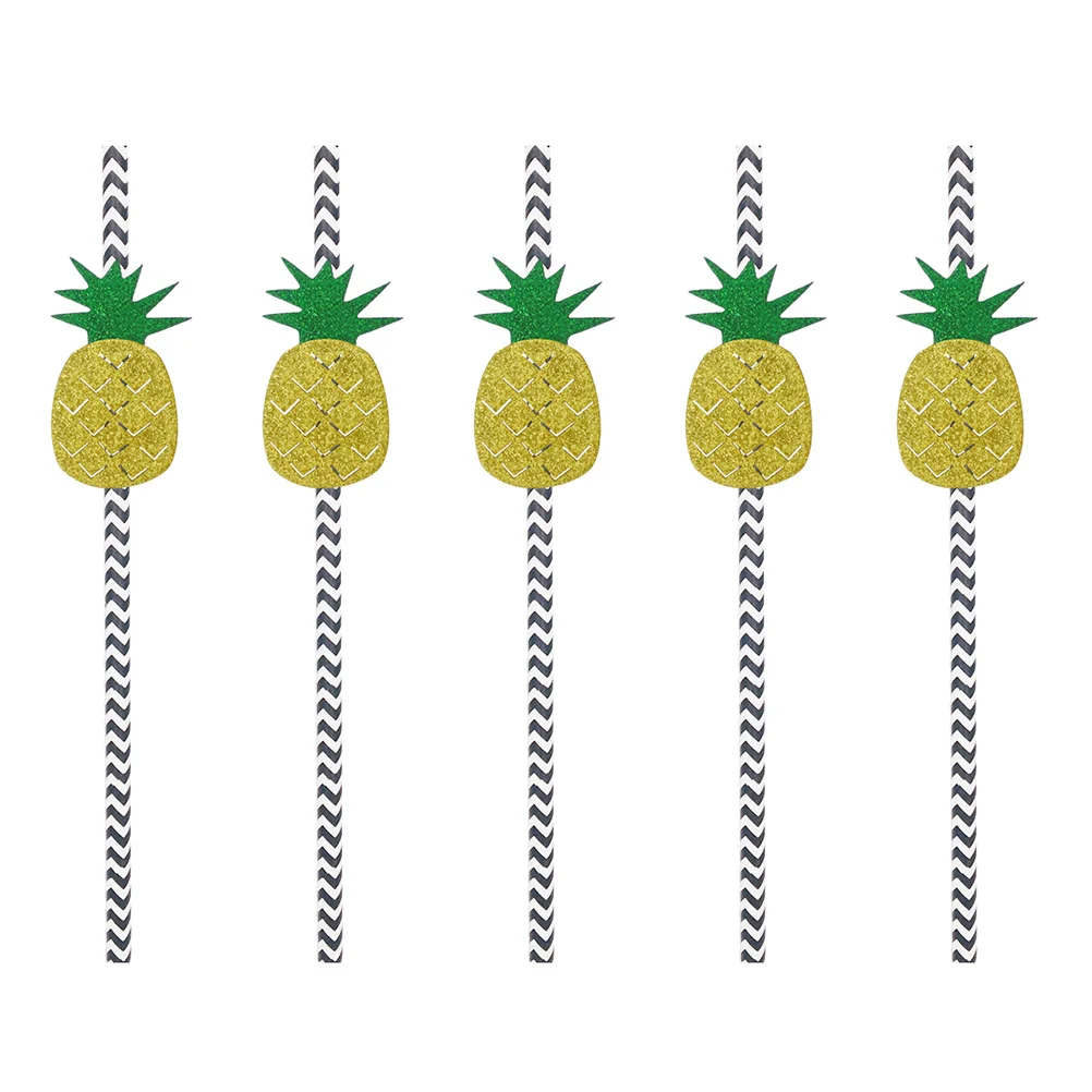 

12 pcs Pineapple Paper Straws Fruits Design Drinking Ornament For Party Supplies Smoothie Straws Cocktail Sucker Kitchen Bar