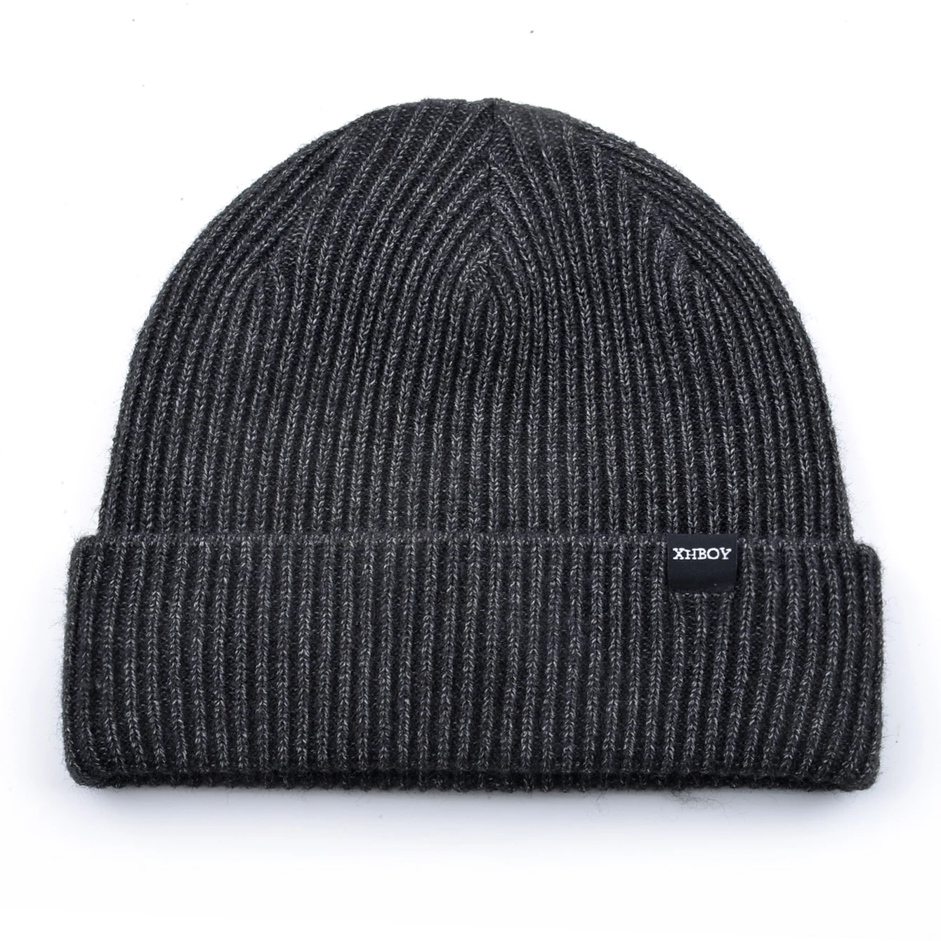 Winter Knitted Beanie Knitting Solid Color Beanie Men\'s Thick Hats Outdoor Warm Ski Beanies For Men  Double Layers With Velvet