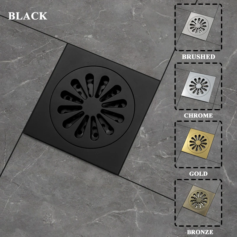 

Черный латунный Слив для пола, дезодорант 100x100 мм, квадратный линейный Слив для душа с защитой от запаха, слив для ванной, балкона, душа, Ловец для волос