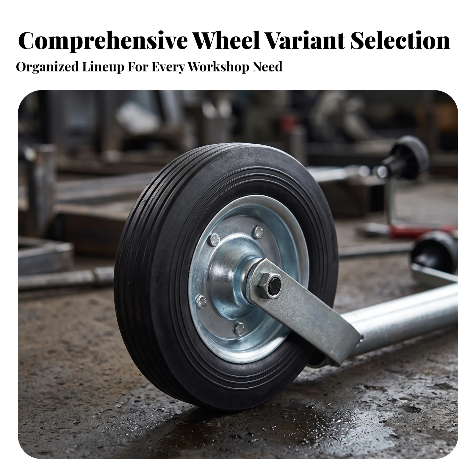 Solid Rubber Wheel Treaded Wheel with Steel Core Tire Replacement Puncture Resistant for Jack, Trailer view 2
