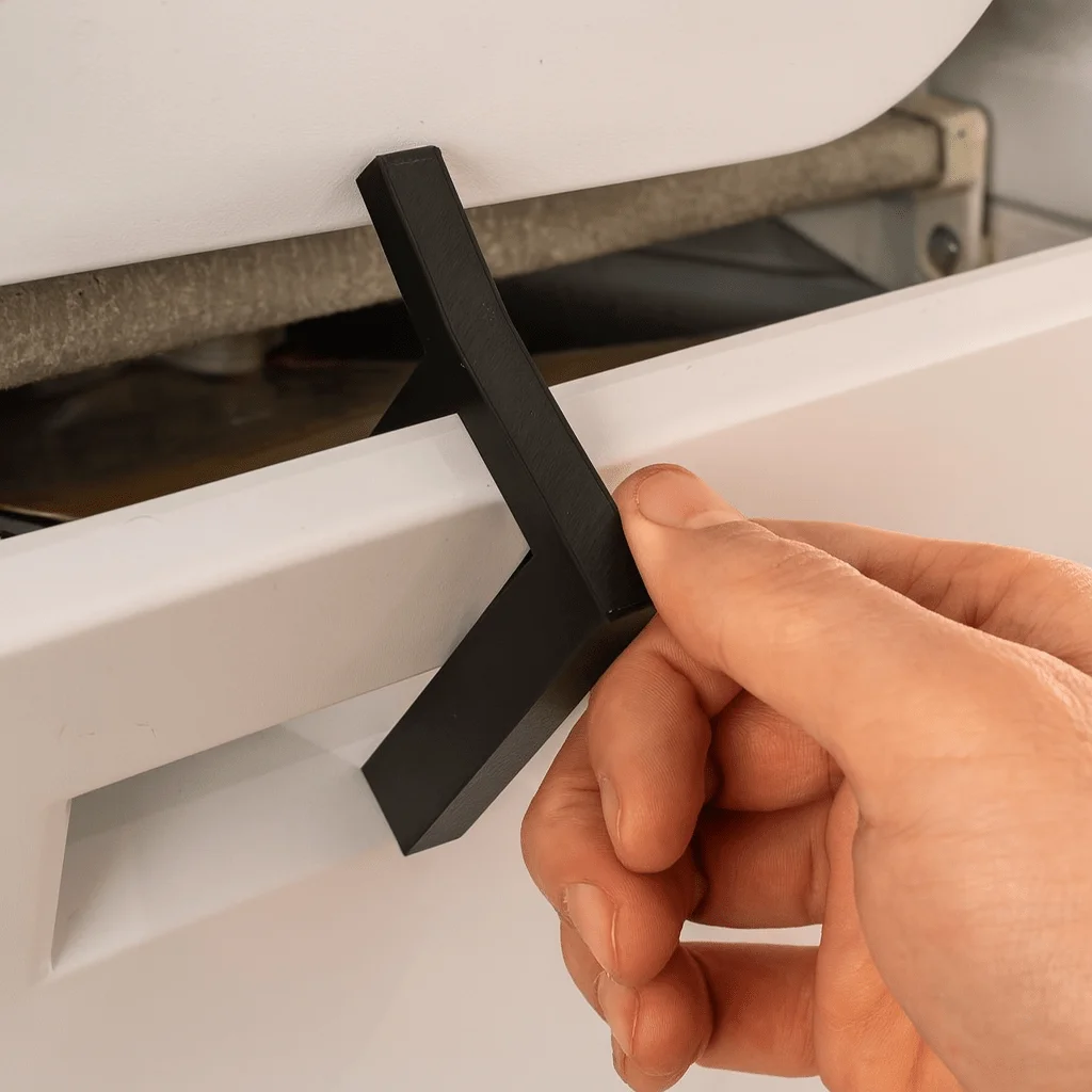 RV冷凍庫ドアストッパー、モールドデザインと空気循環システム搭載、頑丈な黒色のドアウェッジ、RVキャラバンキャンピングカー冷蔵庫用