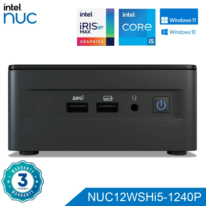 

Intel NUC 12th NUC12WSHi5 i5-1240P Основный процессор Iris Xe Graphics 4K Windows 10 11 Мини-настольный ПК WIFI6 Dual Thunderbolt 4