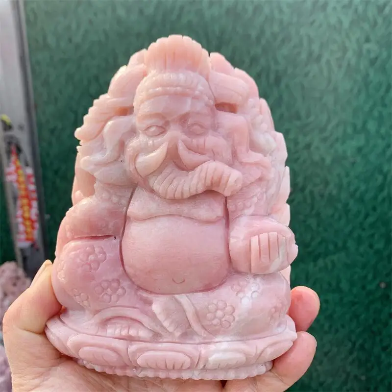

Natural Pink Opal Ganesha Elephant Crystal Carving Figurine Office Desktop Furniture Home Decoration Gift 1pcs