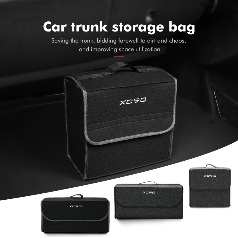 Car Trunk Organizer Bag Soft Felt Folding Storage Pouch Box For Volvo AWD V90 XC40 XC60 XC70 XC90 XC40 XC60 XC70