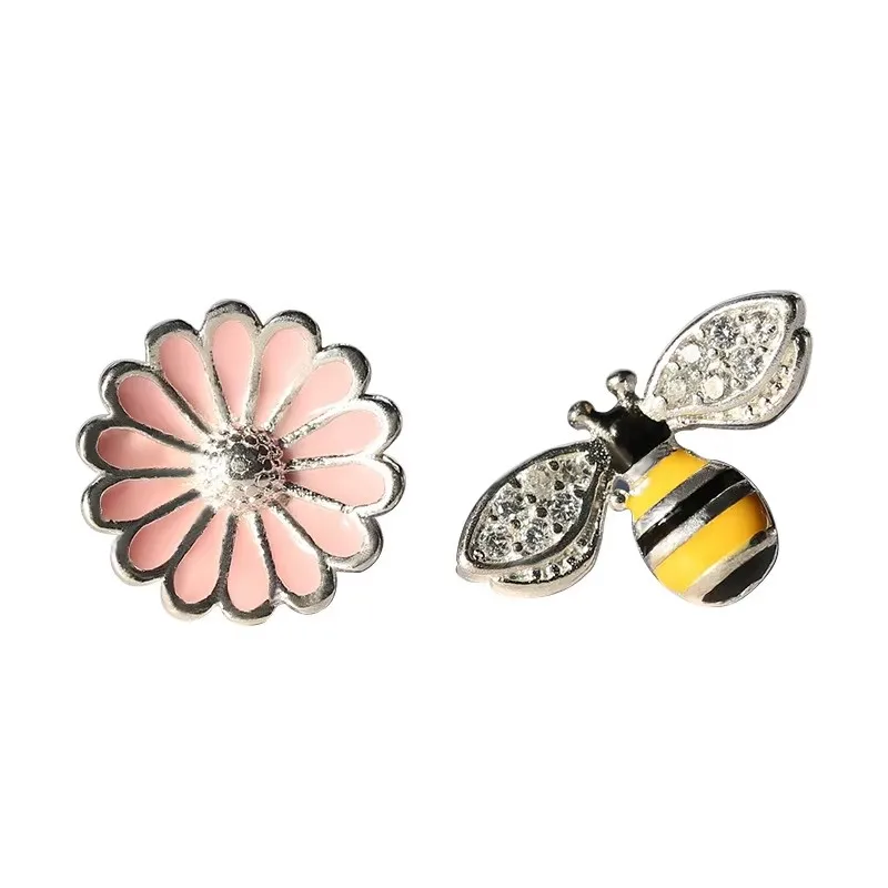 925 Sterling Silber Blumen bienen Ohr stecker für Frauen Geschenk hypo allergen Sterling silber-Schmuck verhindern Allergie – Detail 6