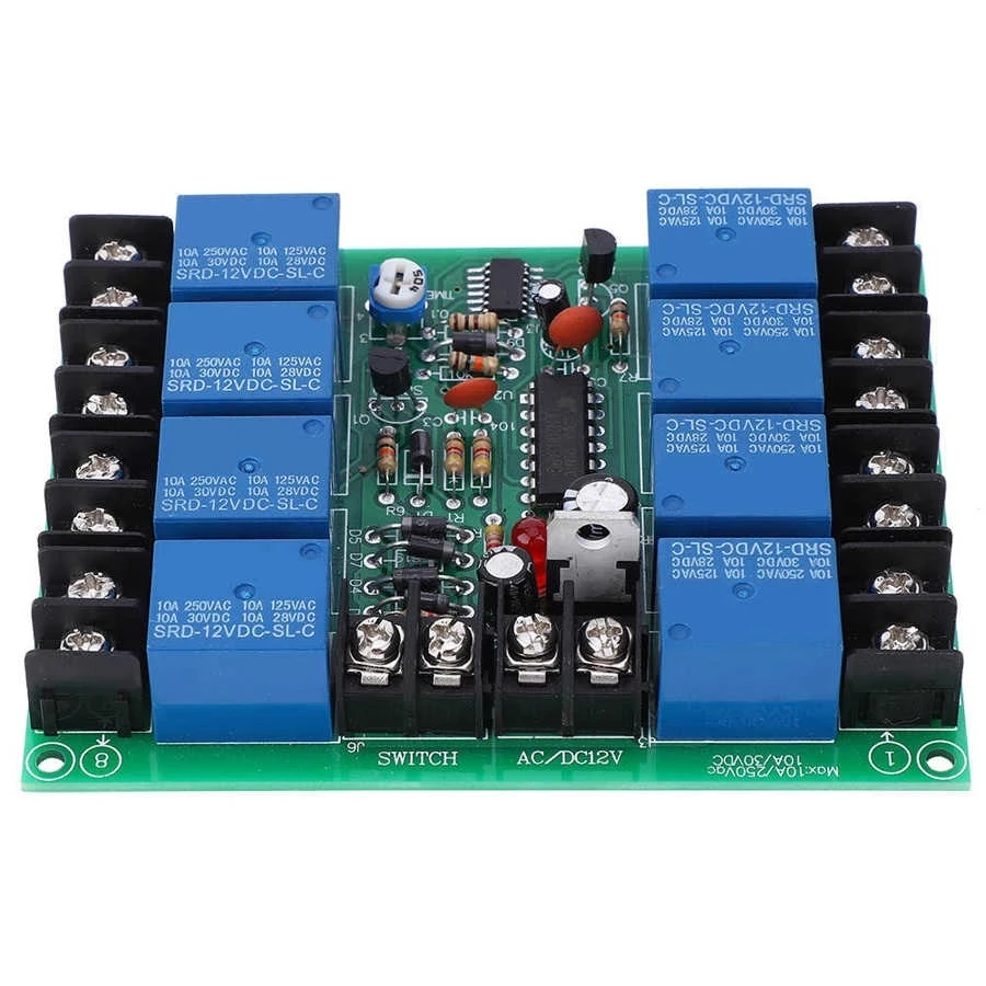 8 Channels Power Time Sequence Board 0.2-4S Adjustable Sequential Controller Module Power Time Sequence Board