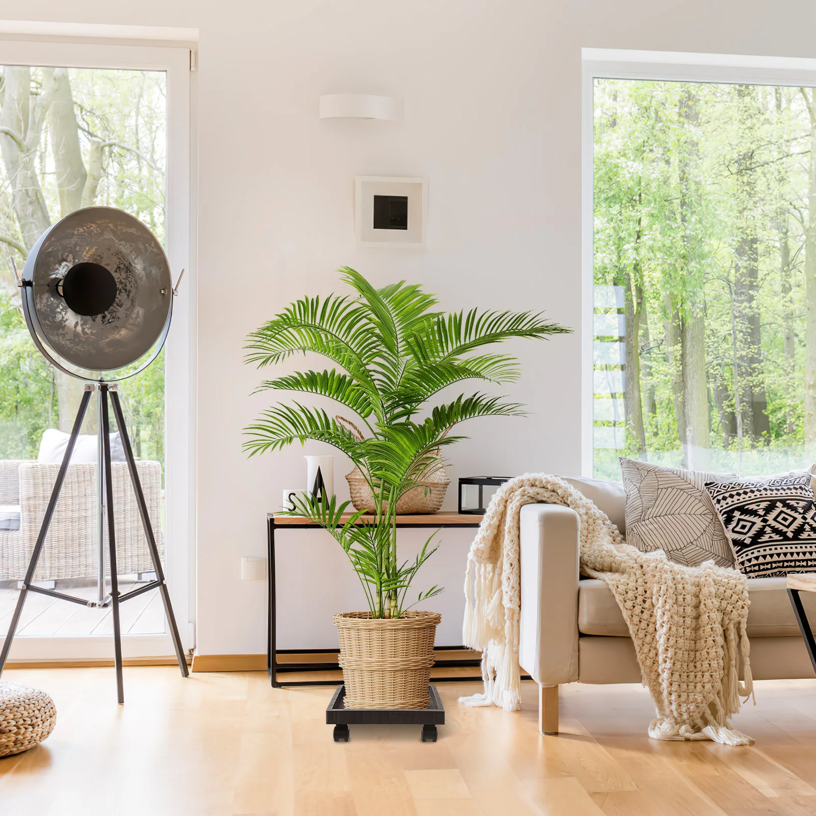 

Flower Pot Tray Holder Square Thickened Plastic Indoor Outdoor Garden Patio Plant Stand Trolley Rolling Plant Cart with Wheels